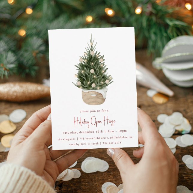 Invitación Elegant Watercolor Christmas Tree Holiday Party (Subido por el creador)