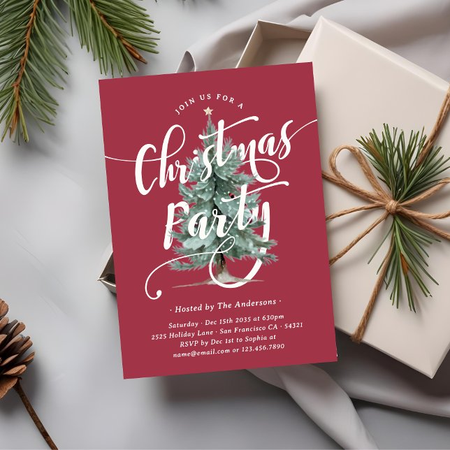 Invitación Elegant Watercolor Christmas Tree Party (Subido por el creador)