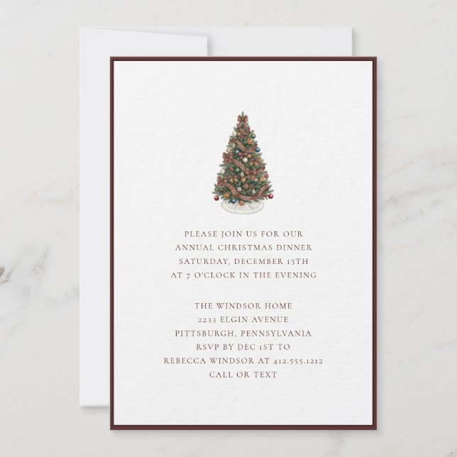 Invitación Elegant Watercolor Christmas Tree Plaid  (Anverso)