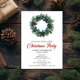 Invitación Elegant watercolor Christmas wreath dinner invite