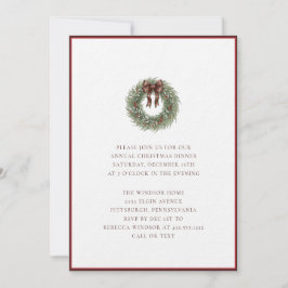 Invitación Elegant Watercolor Christmas Wreath Plaid Bow 