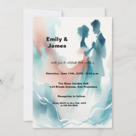 Invitación Elegant Watercolor Dancing Couple Wedding Invitati