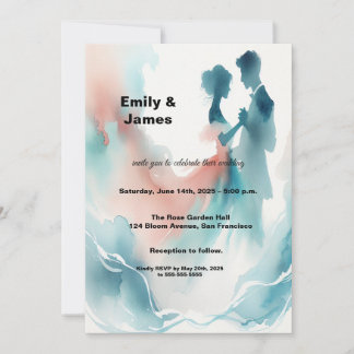 Invitación Elegant Watercolor Dancing Couple Wedding Invitati
