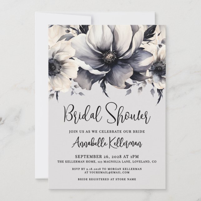 Invitación Elegant Watercolor Floral Bridal Shower (Anverso)