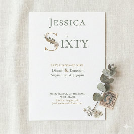 Invitación Elegant Watercolor Floral Cream 60th Birthday 