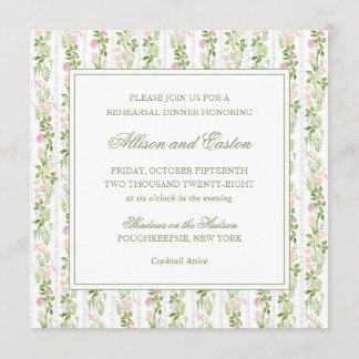 Invitación Elegant Watercolor Floral Rehearsal Dinner Invite