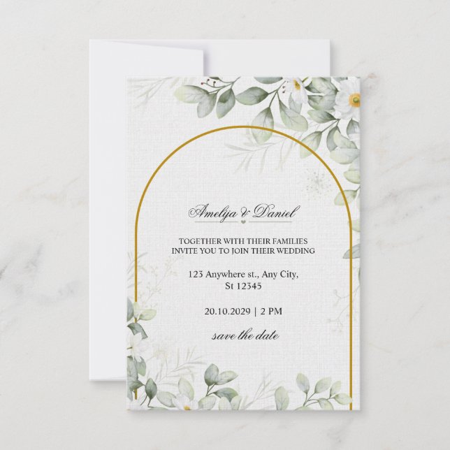 Invitación Elegant Watercolor Floral Wedding Card (Anverso)