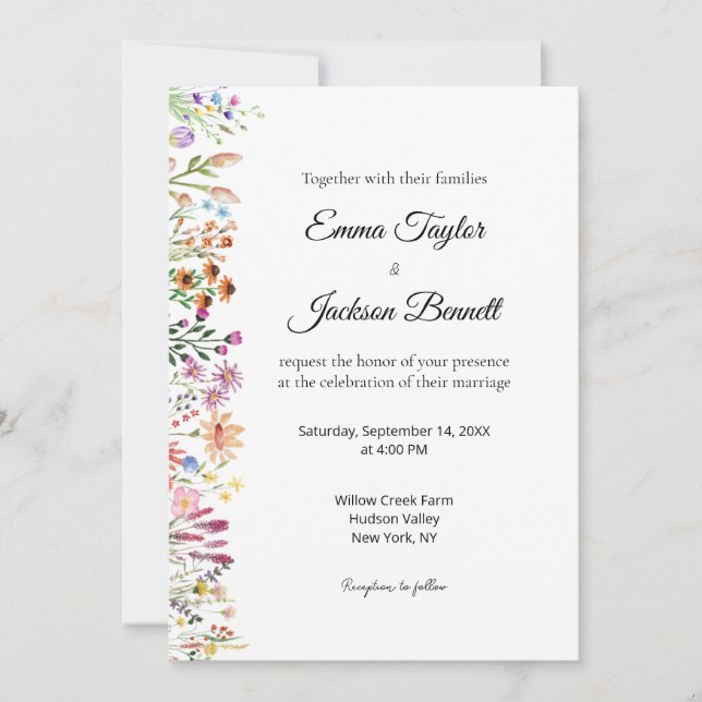 Invitación Elegant Watercolor Floral Wedding Invitation (Anverso)
