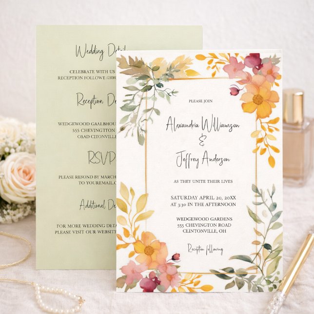 Invitación Elegant Watercolor Floral Wedding Invitation (Subido por el creador)