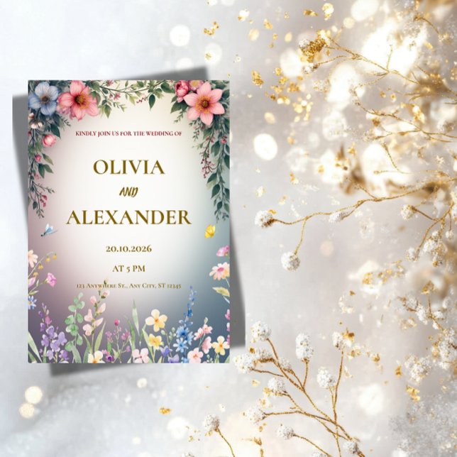 Invitación Elegant Watercolor Floral Wedding Invitation (Subido por el creador)