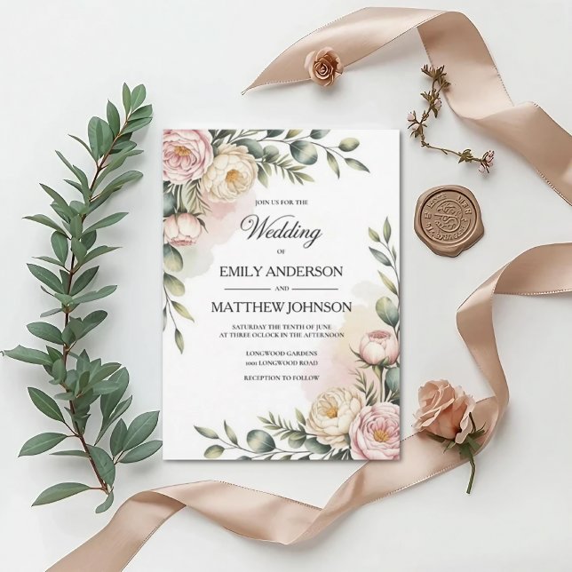 Invitación Elegant Watercolor Floral Wedding Invitation (Subido por el creador)