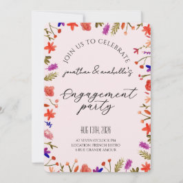 Invitación Elegant Watercolor Flower Engagement Celebration