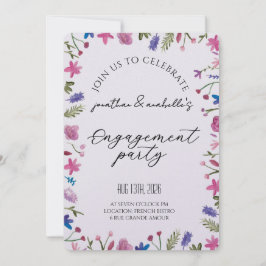 Invitación Elegant Watercolor Flower Engagement Celebration