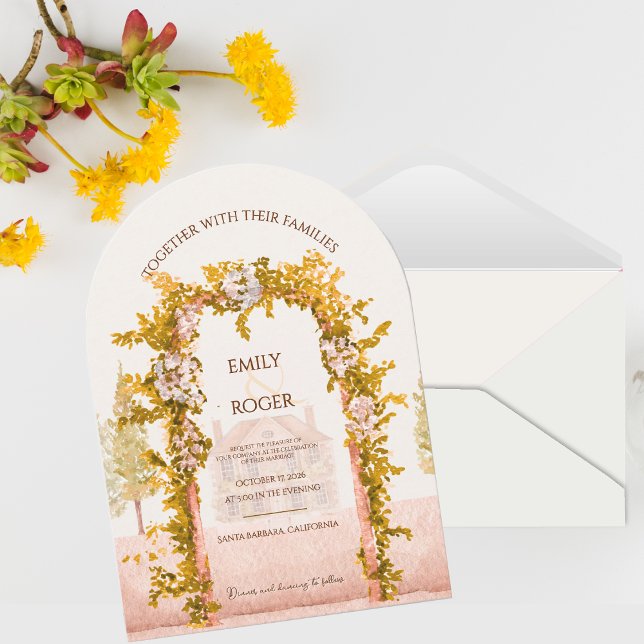 Invitación Elegant Watercolor Garden Arch Countryside Wedding (Elegant Watercolor Garden Arch Wedding Invitation Rustic Countryside Floral Wedding Invite)