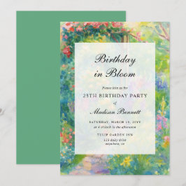 Invitación Elegant Watercolor Garden Themed Birthday Party
