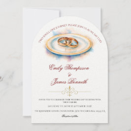 Invitación Elegant Watercolor Golden Rose Wedding Rings