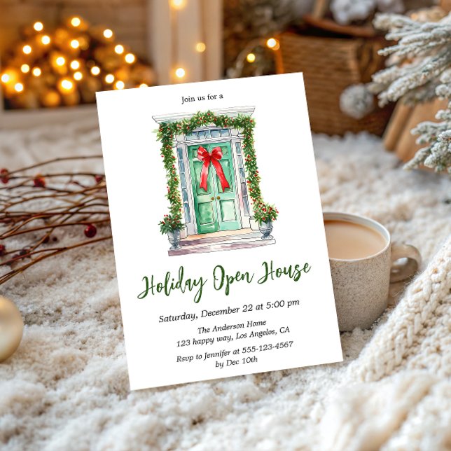 Invitación Elegant Watercolor Holiday Open House Christmas (Subido por el creador)