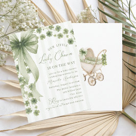 Invitación Elegant Watercolor little shamrockst Patrics Baby 