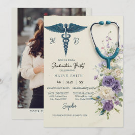 Invitación Elegant Watercolor Nursing Graduation Invitation w