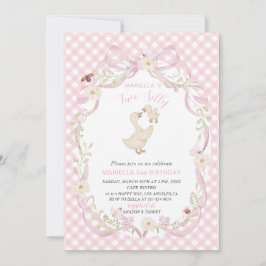 Invitación Elegant  Watercolor One 2nd Birthday silly goose B