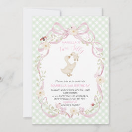 Invitación Elegant  Watercolor One 2nd Birthday silly goose B