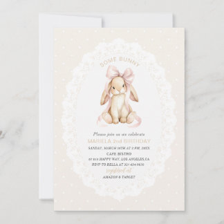 Invitación Elegant  Watercolor One 2nd Birthday some bunny gi
