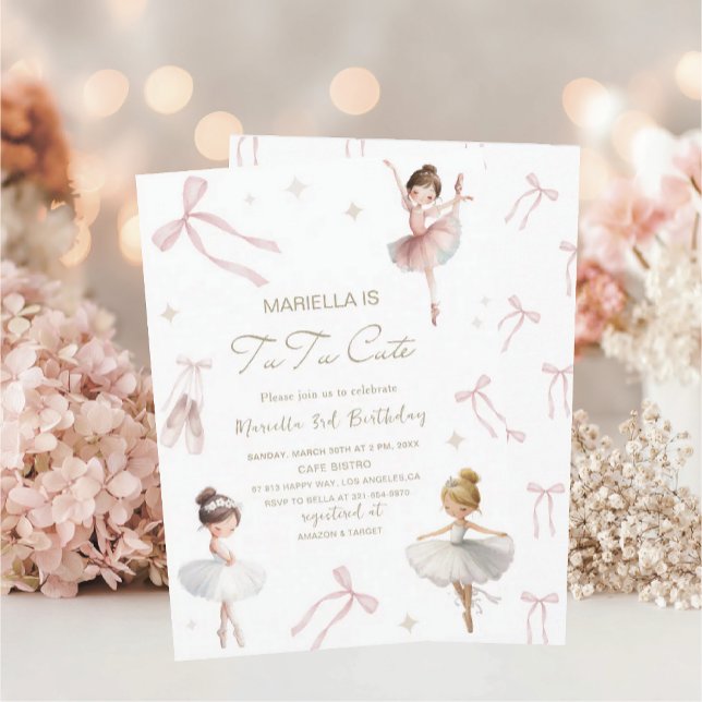 Invitación Elegant  Watercolor One 3rd Birthday tutu cute Gir (Subido por el creador)