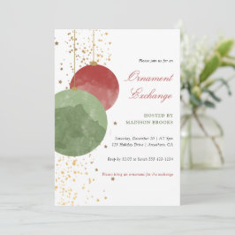 Invitación Elegant Watercolor Ornament Exchange Christmas