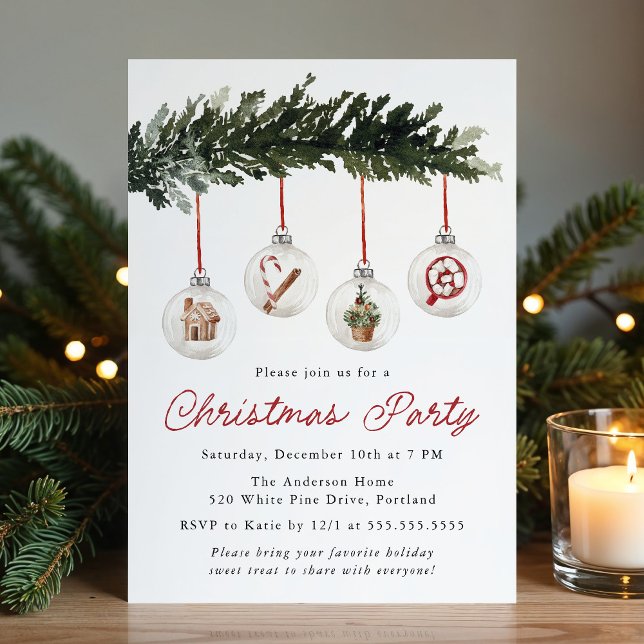 Invitación Elegant Watercolor Ornaments Christmas Party (Subido por el creador)