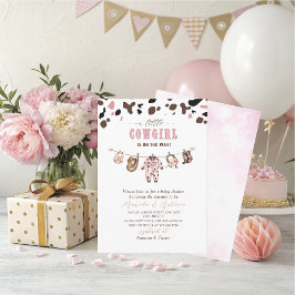 Invitación Elegant  Watercolor Pink Little Cowgirl Baby Showe