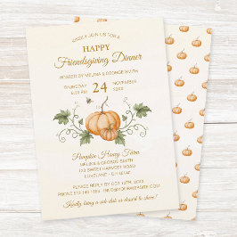 Invitación Elegant Watercolor Pumpkins Friendsgiving Dinner