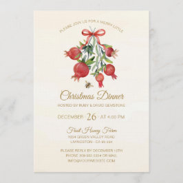 Invitación Elegant Watercolor Red Pomegranate Christmas Party