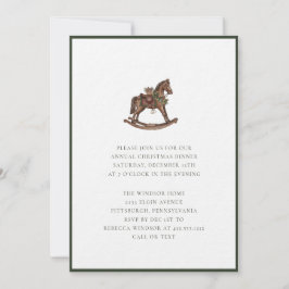 Invitación Elegant Watercolor Rocking Horses Plaid Christmas 