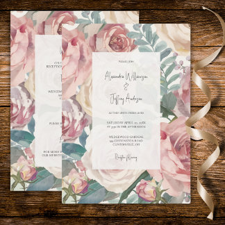 Invitación Elegant Watercolor Roses Wedding Invitation