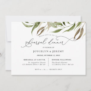 Invitación Elegant Watercolor Rustic Eucalyptus Rehearsal