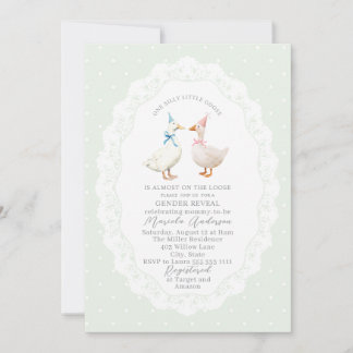 Invitación Elegant Watercolor Silly Goose gender reveal Baby 