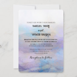 Invitación  Elegant watercolor style  purple blue wedding 