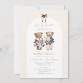 Invitación Elegant Watercolor Teddy Bear blue bow Baby Shower
