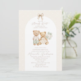 Invitación Elegant Watercolor Teddy Bear gender reveal Baby S