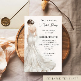 Invitación Elegant Watercolor Wedding Dress Bridal Shower 