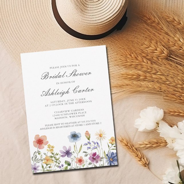 Invitación Elegant Watercolor Wildflower Spring Bridal Shower (Subido por el creador)
