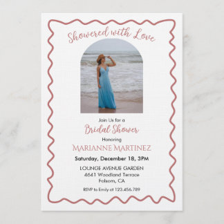 Invitación Elegant Wavy Frame Bridal Shower Photo Invitation