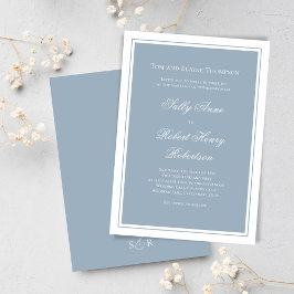 Invitación Elegant Wedding Calligraphy Dusty Blue Script 