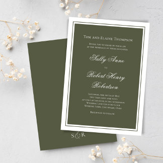 Invitación Elegant Wedding Calligraphy Green Script 