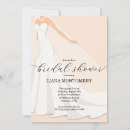 Invitación Elegant Wedding Dress Peach Bridal Shower