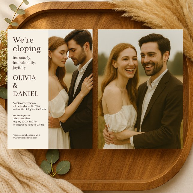 Invitación Elegant Wedding Elopement Minimalist Photo  (Subido por el creador)