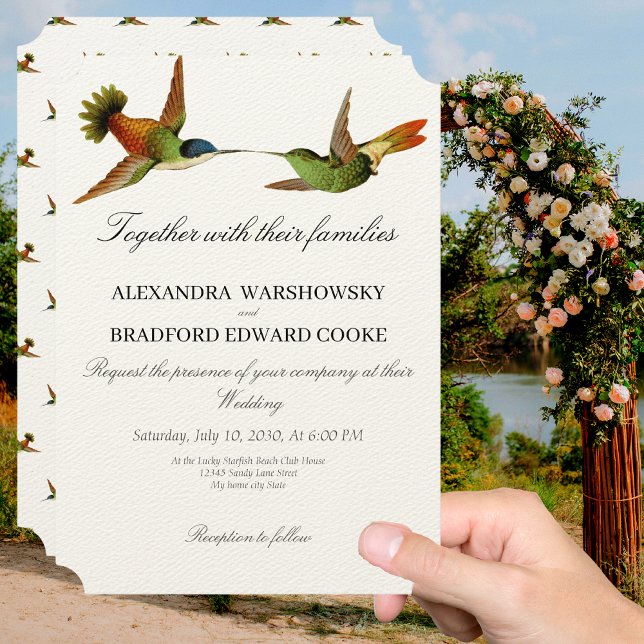 Invitación Elegant Wedding Hummingbird  wedding invitation (Subido por el creador)