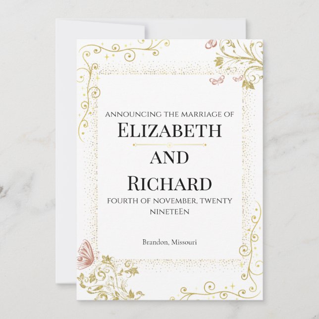 Invitación Elegant Wedding Invitation (Anverso)