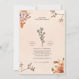 Invitación Elegant wedding invitation adorned with roses