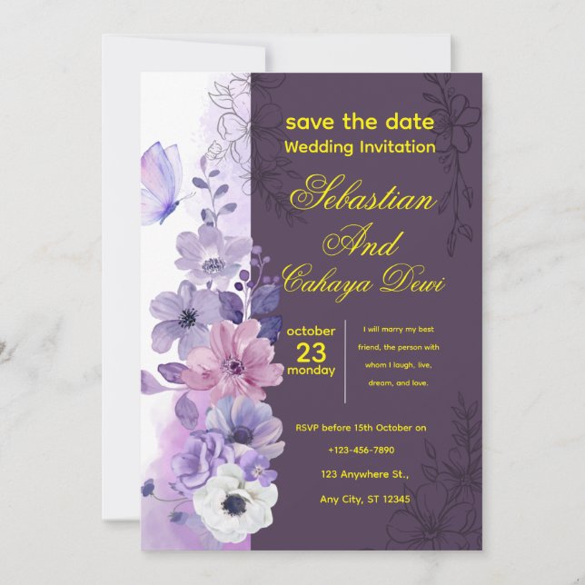 Invitación Elegant Wedding Invitation – Classic & Romantic Ce (Anverso)